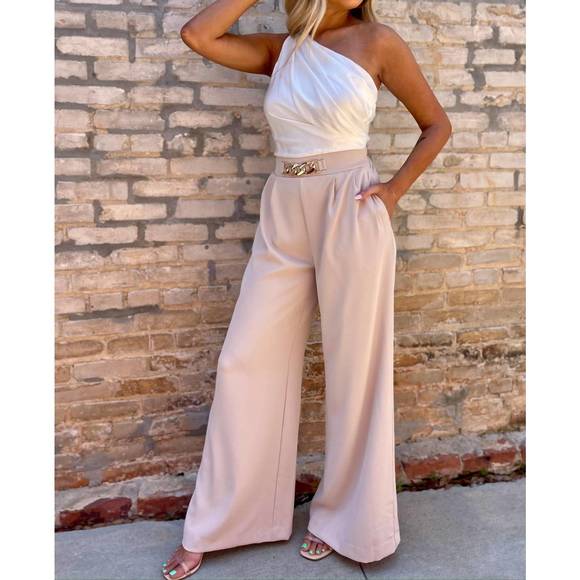 LINE AND DOT Pants - NEW LINE AND DOT reese jumpsuit in ivory/beige